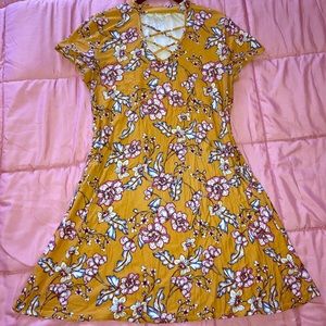 Gold floral dress